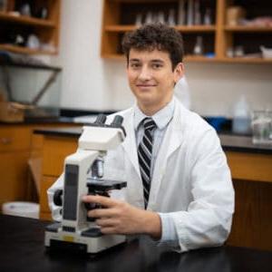 Blue Ridge School student Frane Marusic in the science lab